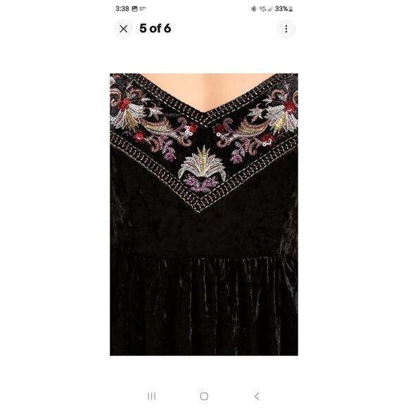 Somedays Lovin Erin Maxi Dress S Black Velvet Embroider Dark Romantic Whimsigoth - Picture 11 of 16
